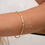 14K Gold Bamboo Bracelet, Bone Bracelet
