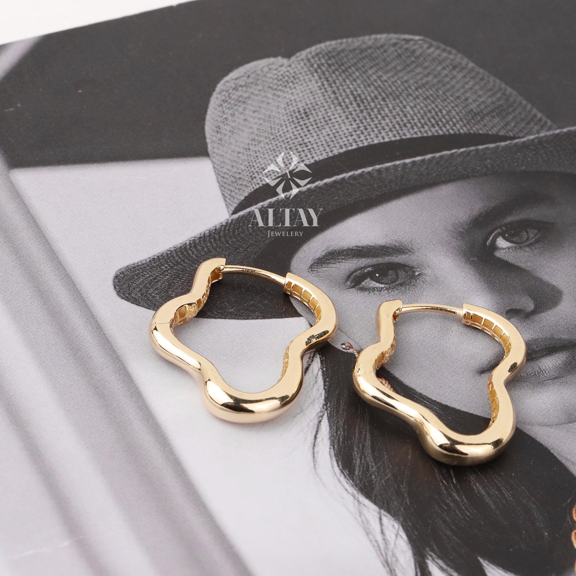 14K Gold Cloud Earrings, Hoop Cloud Earrings, Charm Hoops Huggie