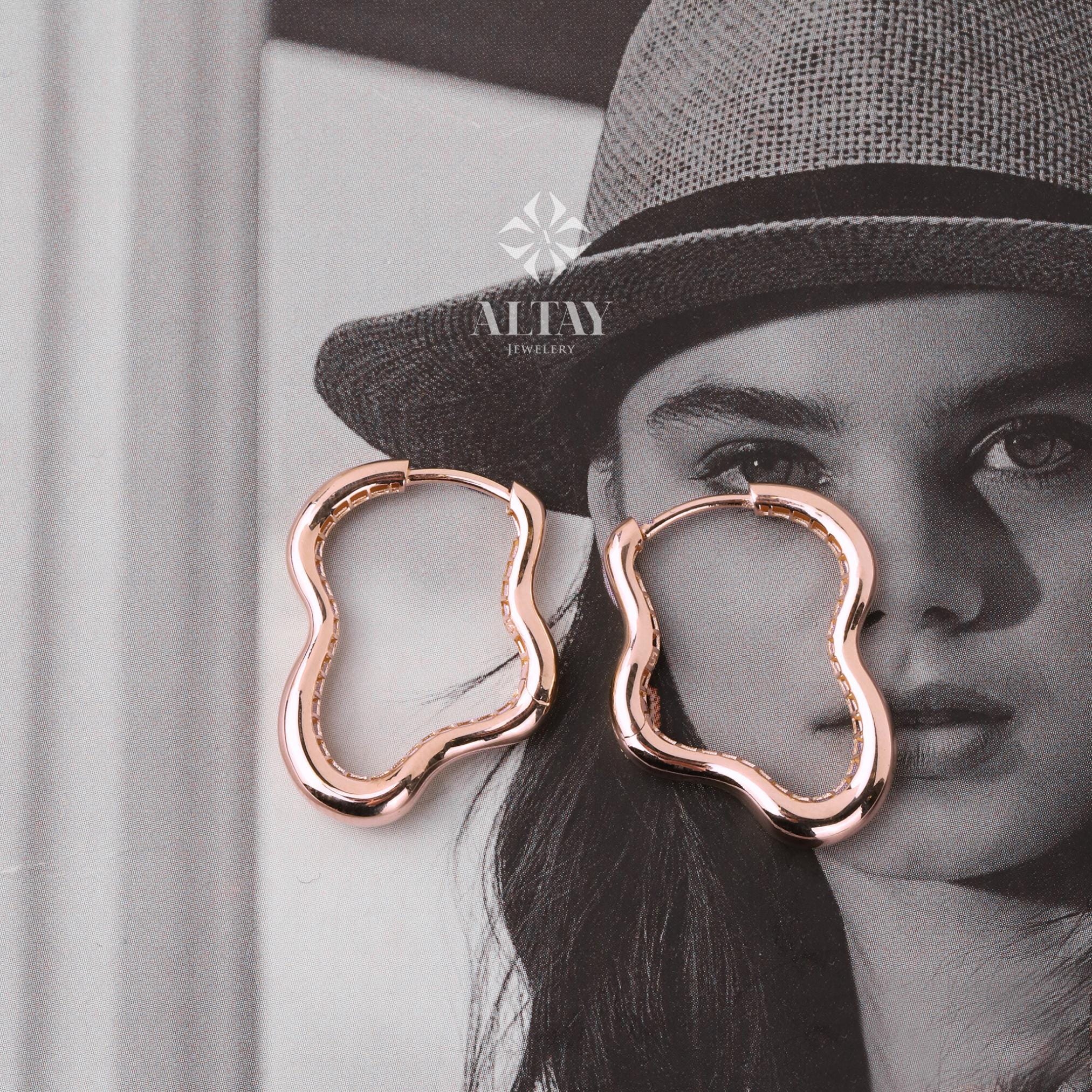 14K Gold Cloud Earrings, Hoop Cloud Earrings, Charm Hoops Huggie