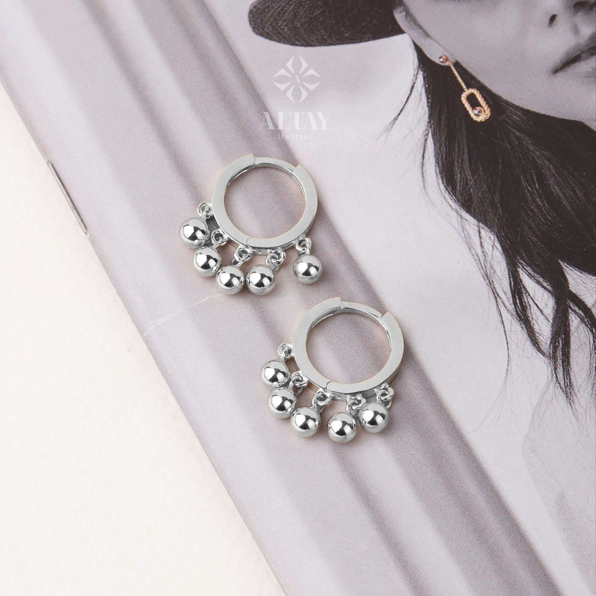 14K Gold Dangling Drop Earrings, Hoop Earrings, Cartilage Upper Earlobe, Small Huggie Hoops, Bridal Earrings, Anniversary Gift