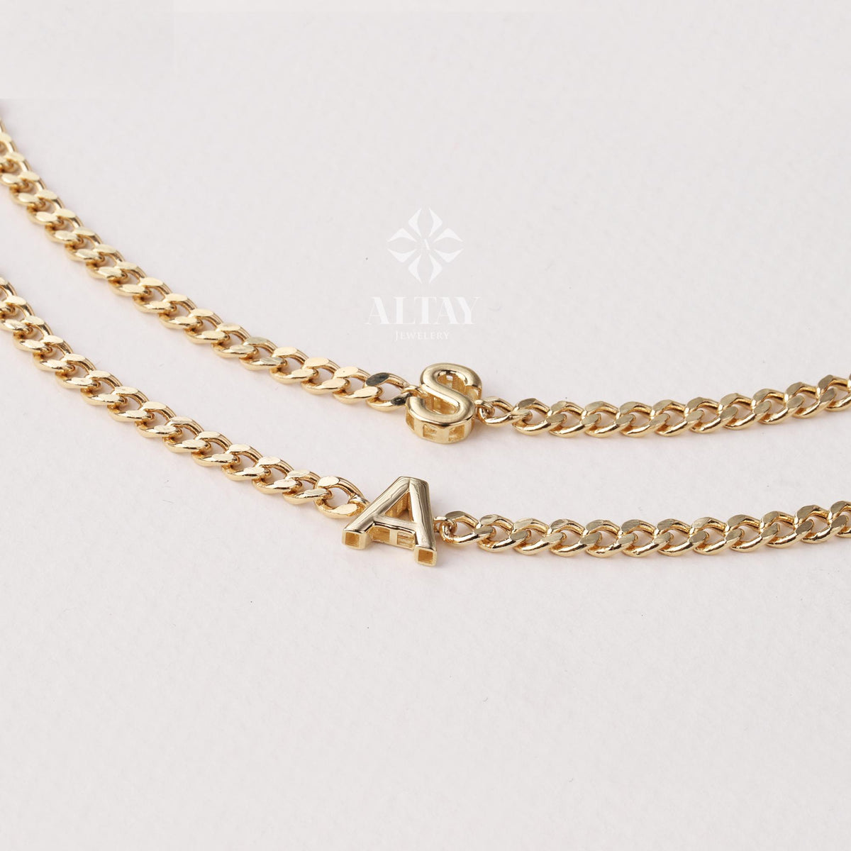 14K Gold Cuban Link Initial Bracelet, 3.5 mm Curb Letter Chain, Custom Miami Cuban Bold Link, Personalized Bracelet, Name Gift For Her Men