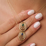 14K Gold Birthstone Necklace, Oval Shape Opal Pendant