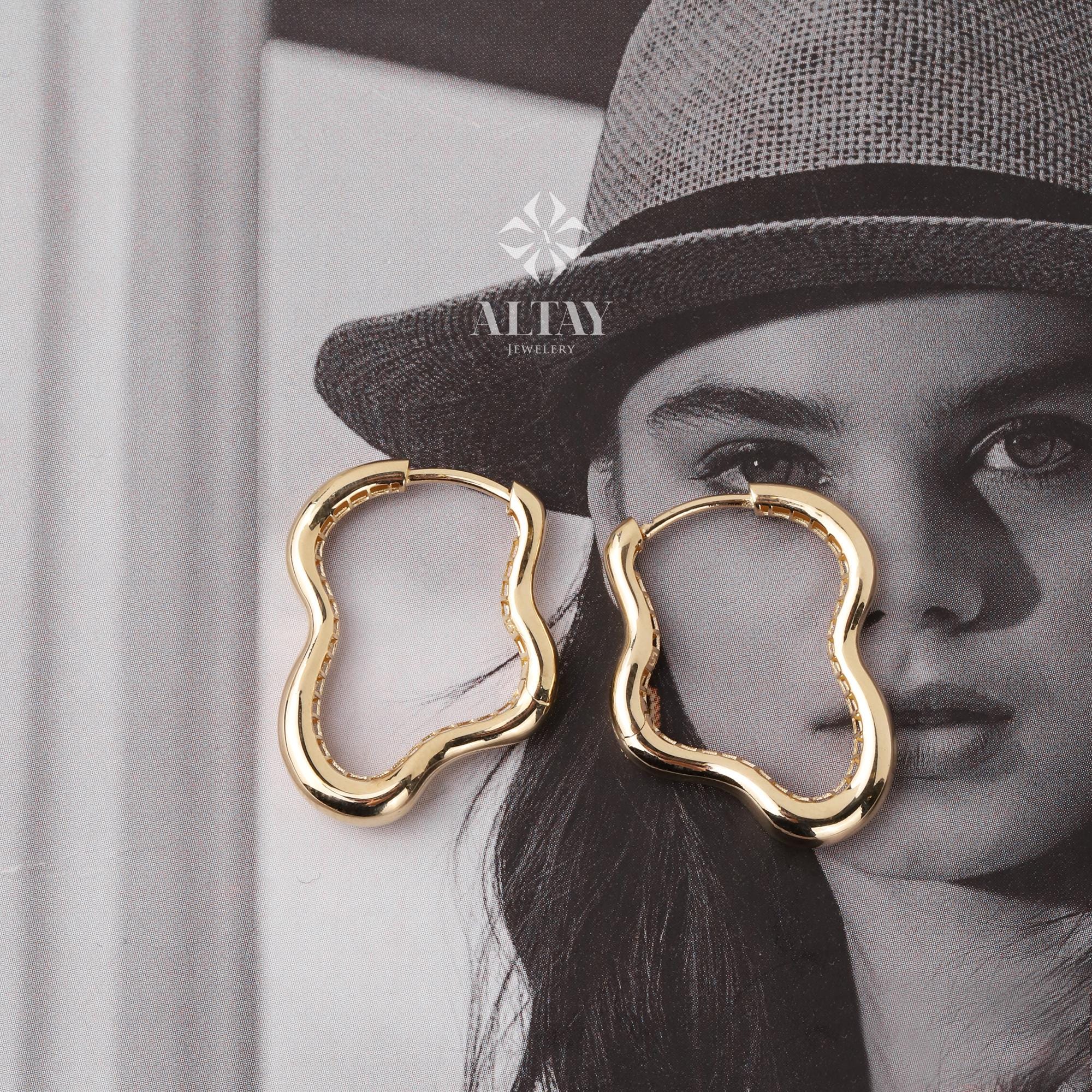 14K Gold Cloud Earrings, Hoop Cloud Earrings, Charm Hoops Huggie