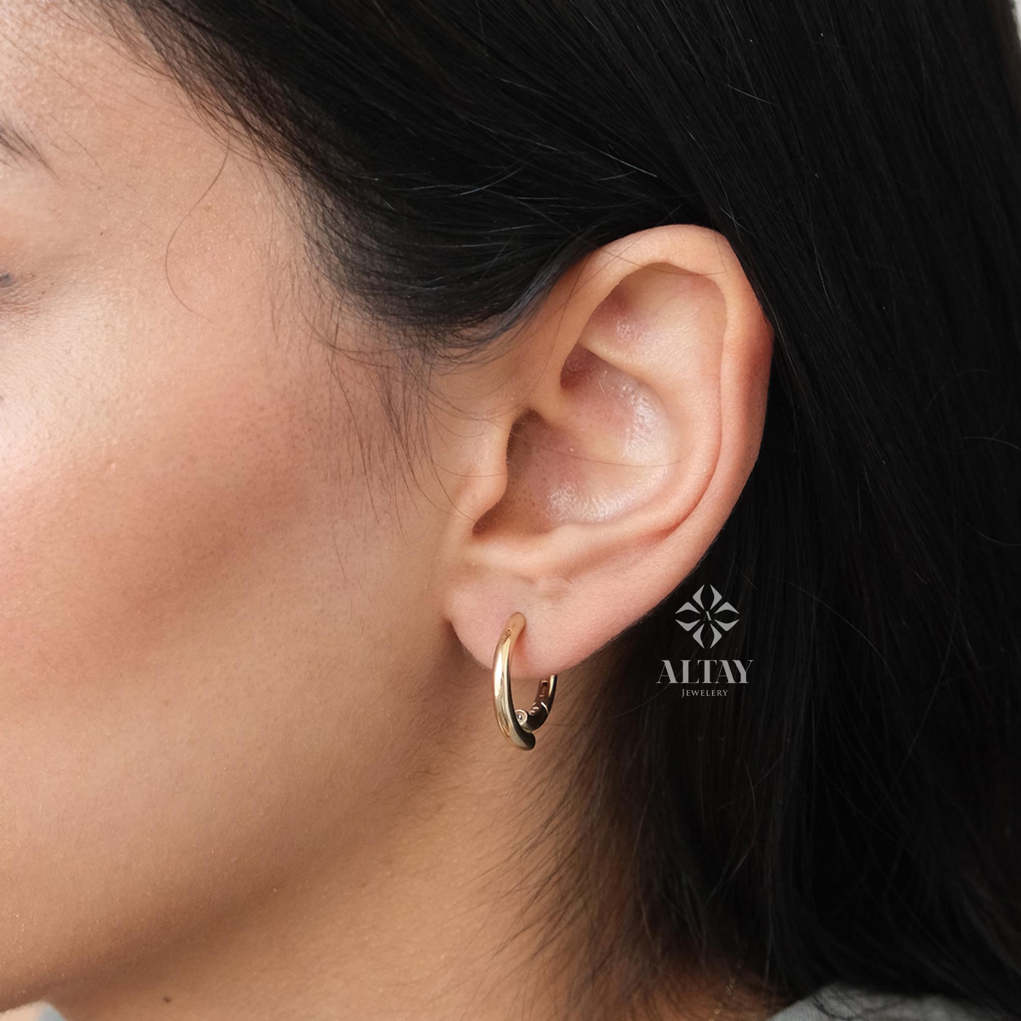 14K Gold Hoop Earrings, Classic Real Gold Hoops, Dainty Everyday Earrings, Minimalist Gold Jewelry, Gift for Her