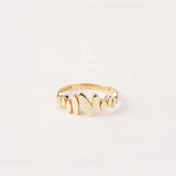 14K Gold Abstract Oval Ring, Modern Textured Gold Band