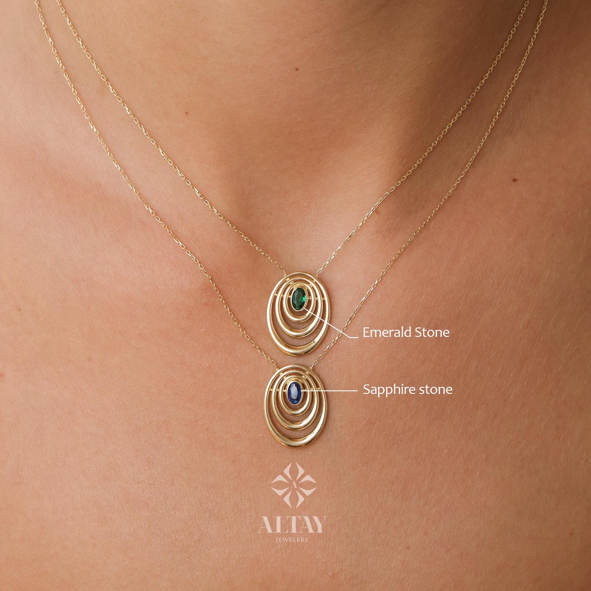 14K Gold Birthstone Necklace, Oval Shape Opal Pendant, Dainty Custom Gold Necklace, Layering Gemstone Necklace, Emerald Stone Moms Gift