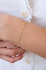 14K Gold Chain Bracelet, 2.5mm Dainty Bismark Minimal Gold Bracelet