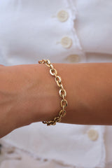 14K Gold Chain Bracelet, 5mm Classic Gold Link Bracelet