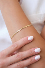 14K Gold 2.5MM Cuban Link Bracelet, Curb Chain Bracelet