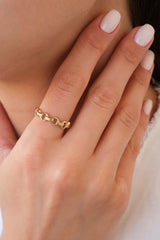 14K Gold Paperclip Chain Ring, Dainty Oval Link Ring