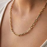 14K Gold Paperclip Rolo Chain Necklace, Long Link Gold Chain