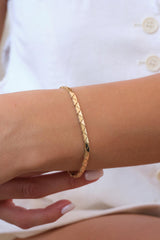 14K Gold Chevron Link Bracelet, 3mm Geometric Triangle Gold Bracelet