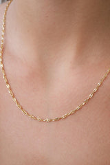 14K Gold Mariner Chain Necklace, 2mm Mariner Link Chain Necklace