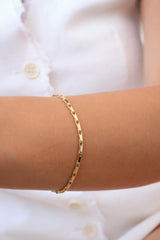 14K Gold Bar Link Bracelet, 2.50mm Minimal Gold Chain Bracelet