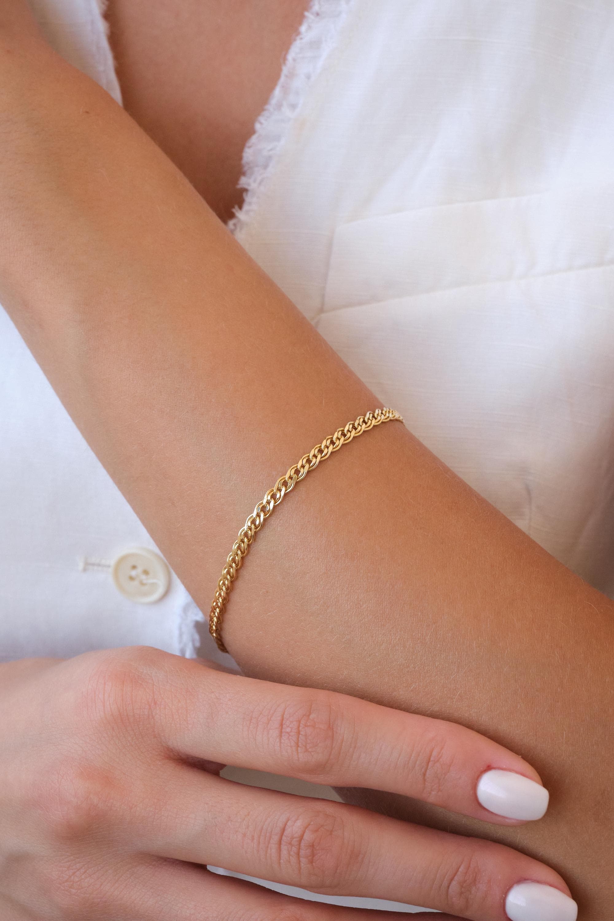 14K Gold Nonna Chain Bracelet, 2mm 3mm 4mm Italian Nonna Link Bracelet, Solid Gold Chain Bracelet, Timeless Everyday Gold Jewelry