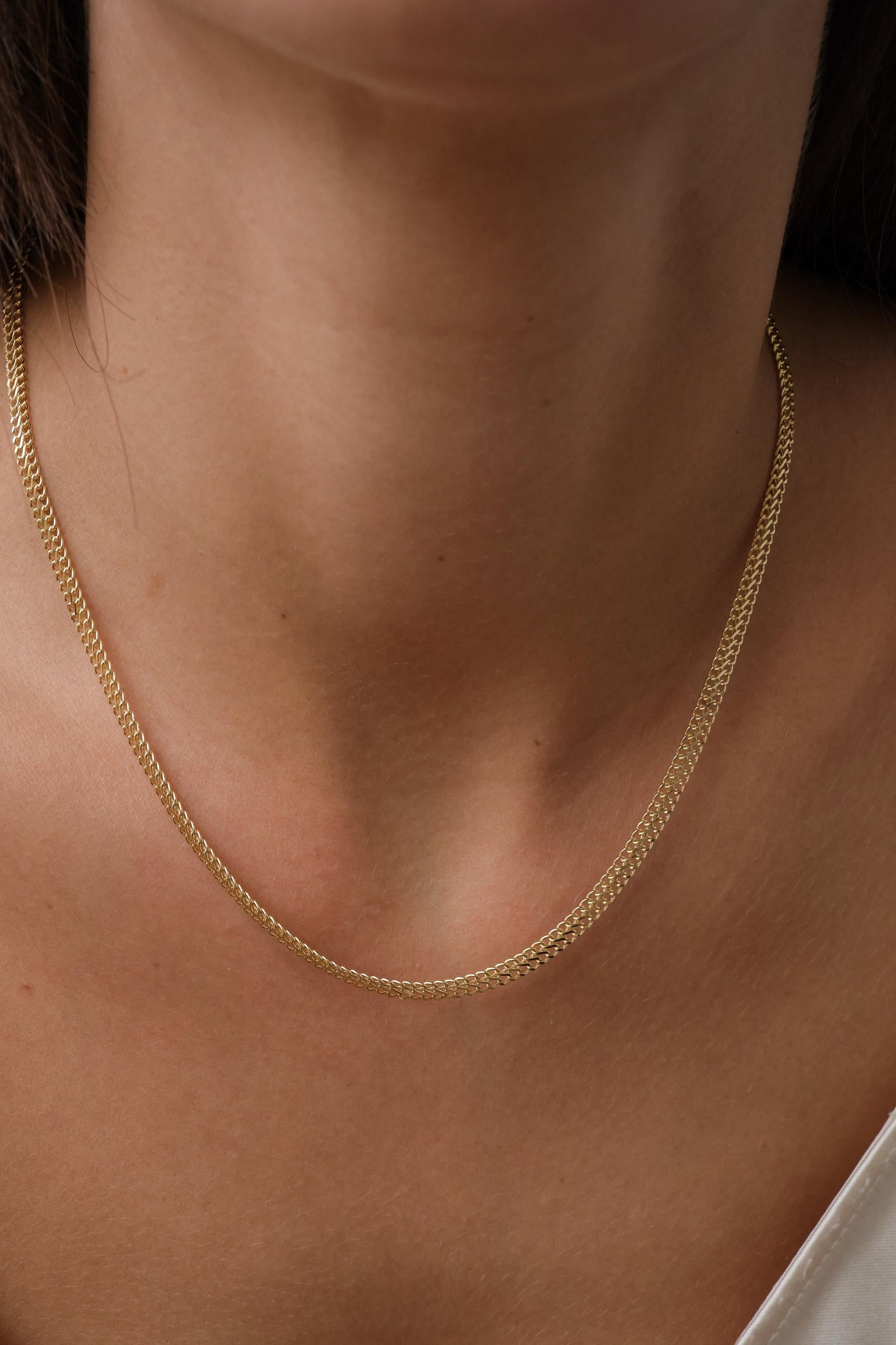 14K Gold Double Curb Chain Necklace, 4.8mm Vienna Chain Choker, Dailywear Jewelry, Armoured Chain, Minimal Fine Charm Jewelry, Gift For Her