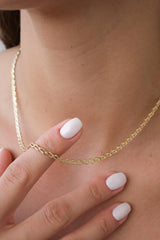 14K Gold Double Oval Link Necklace, Interlocking Link Chain
