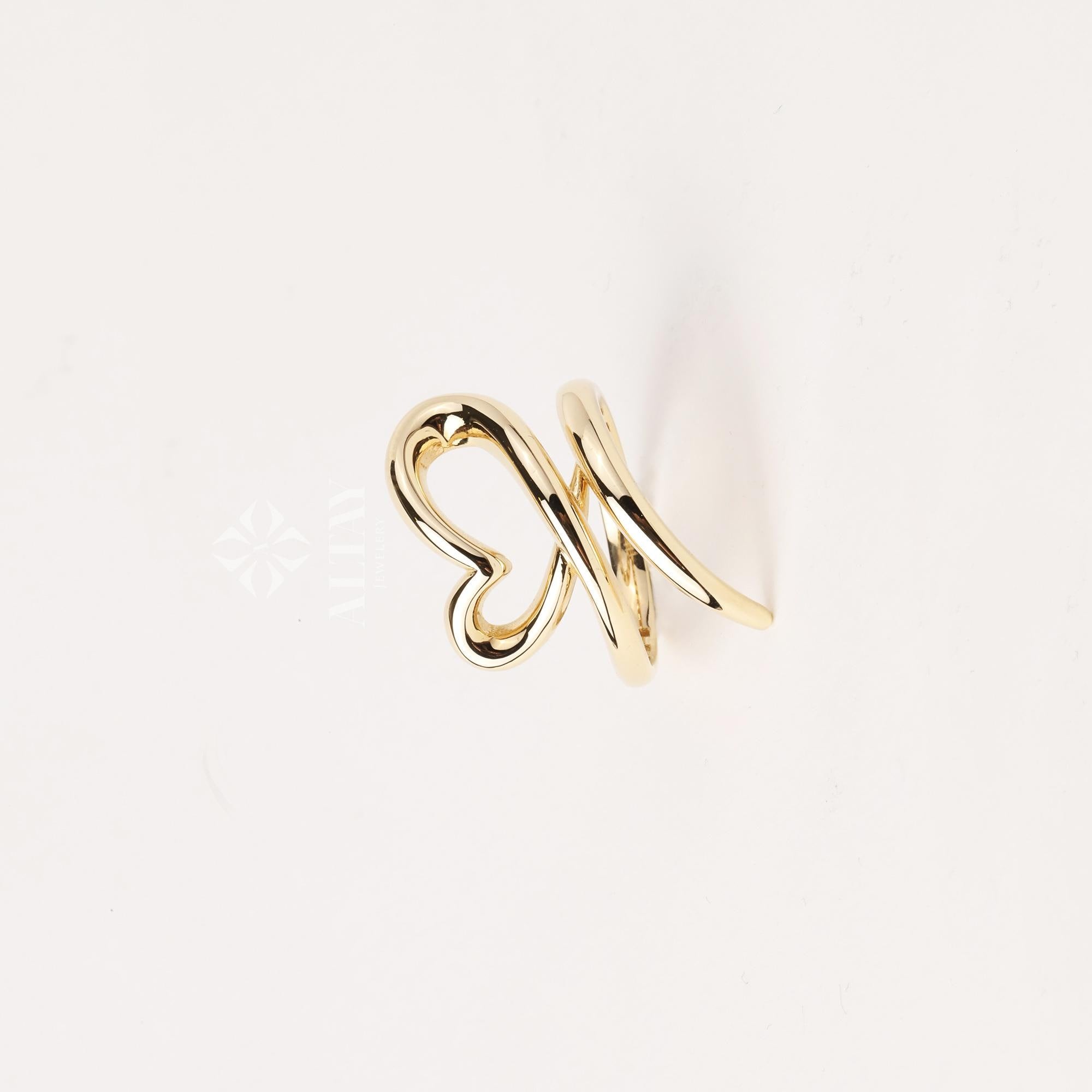 14K Gold Heart Ring, Heart Love Ring, Small Promise Ring, Open Stackable Heart Ring, Dainty Gold Ring, Heart Wedding Ring, Gift For Her