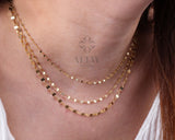 14K Gold Disc Necklace, Small Gold Disc Sequin Chain