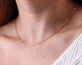 Solid 14K Gold Singapore Chain Necklace, Twisted Dainty Chain