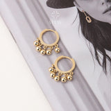 14K Gold Dangling Drop Earrings, Hoop Earrings