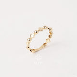 14K Gold Ball Ring, Beaded Knuckle Band