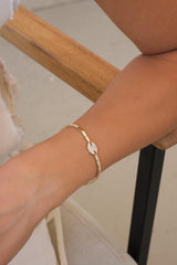 14K Gold Ruby Station Bracelet, Ruby Bar Box Chain Bracelet