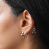 14K Gold Bamboo Earrings, Thick Bamboo Hoop Earrings