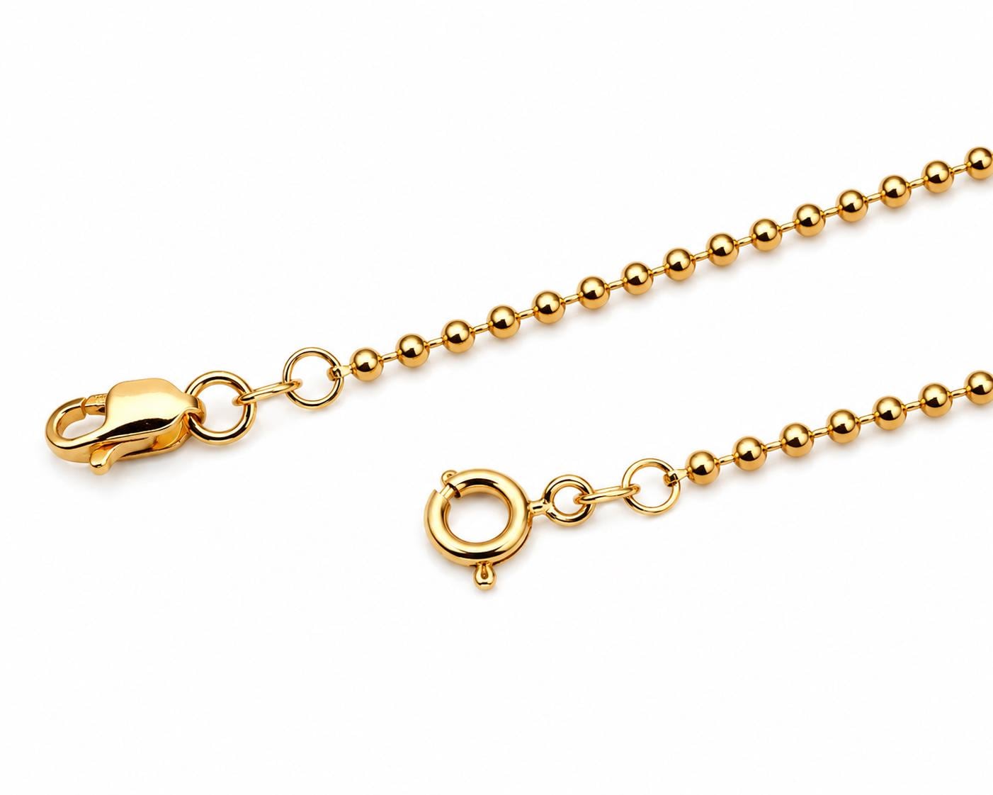 14K Gold Beaded Chain Bracelet, Italian Ball Bead Bracelet, 1.5MM 2MM Layering Link Wristband, Delicate Dainty Gold Beads, Gift For Her Him