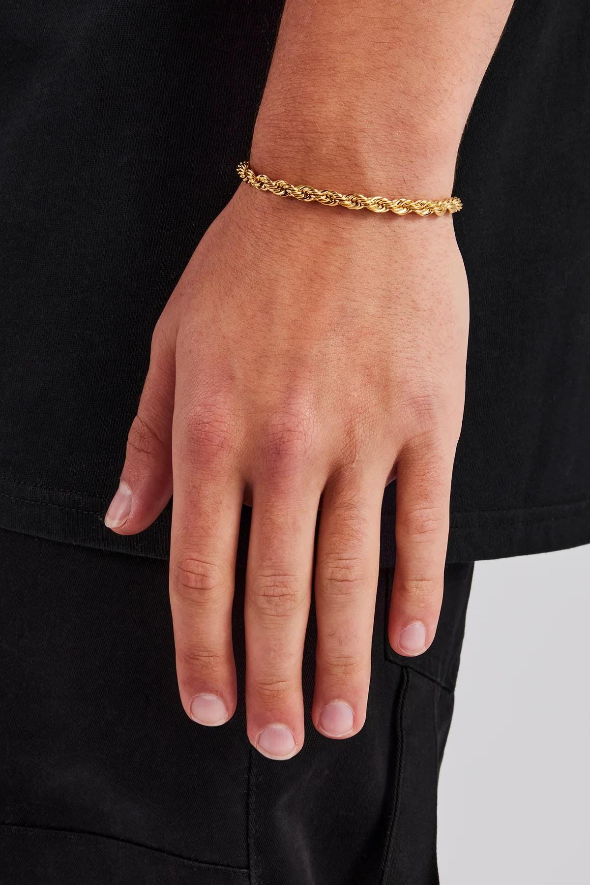 14K Gold Rope Chain Bracelet, 5mm Twisted Rope Chain Bracelet, Gold Rope Bracelet, Gold Chain Bracelet, Dainty Gold Women Men Rope Bracelet