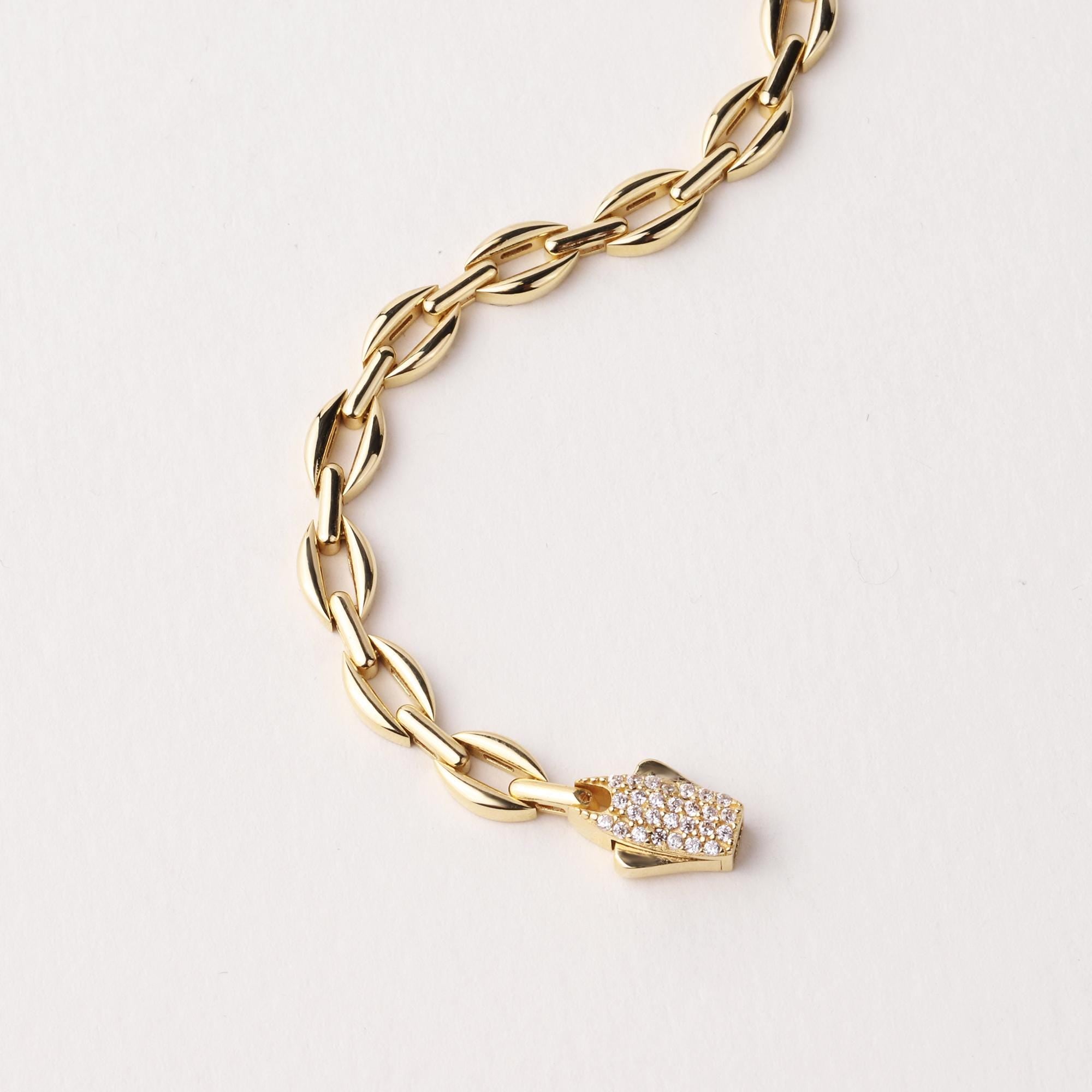 14K Gold Chain Bracelet, 5mm Classic Gold Link Bracelet, Everyday Gold Bracelet, Timeless Real Gold Jewelry Gift for Her