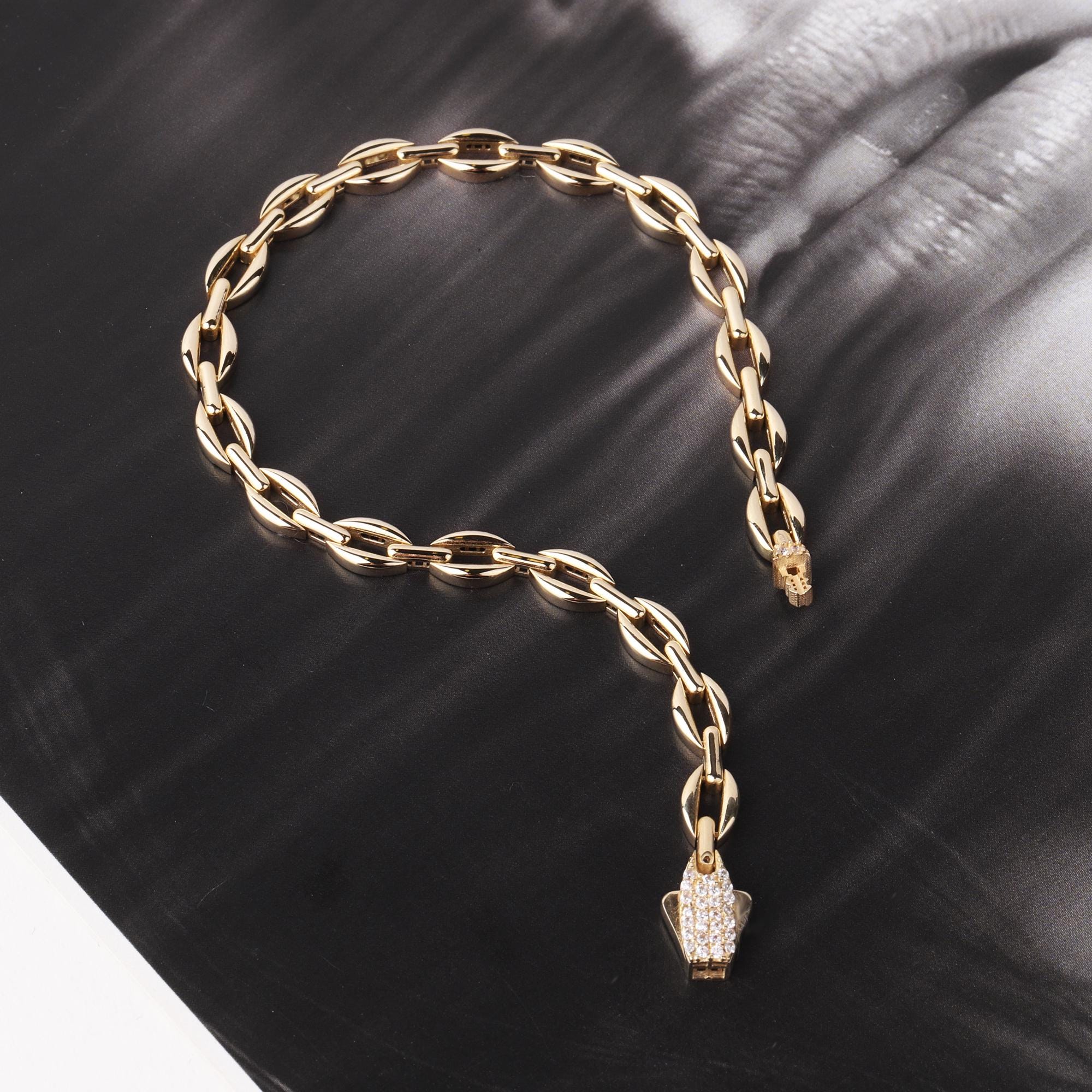 14K Gold Chain Bracelet, 5mm Classic Gold Link Bracelet, Everyday Gold Bracelet, Timeless Real Gold Jewelry Gift for Her