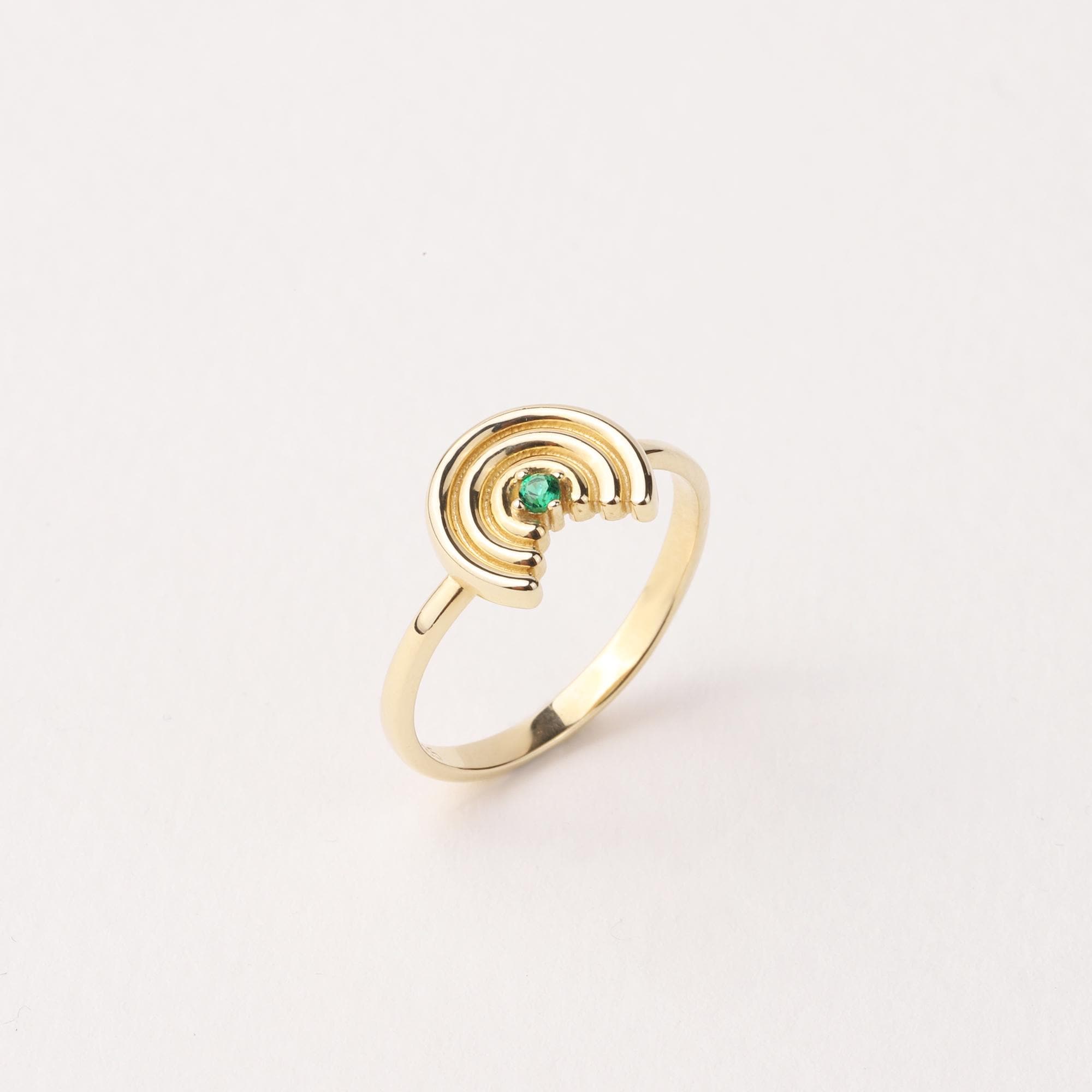 14K Gold Rainbow Ring, Dainty Rainbow Ring, Minimalist Gold Ring, Colorful Gemstone Ring, Everyday Real Gold Jewelry Gift for Her