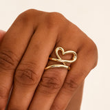 14K Gold Heart Ring, Heart Love Ring