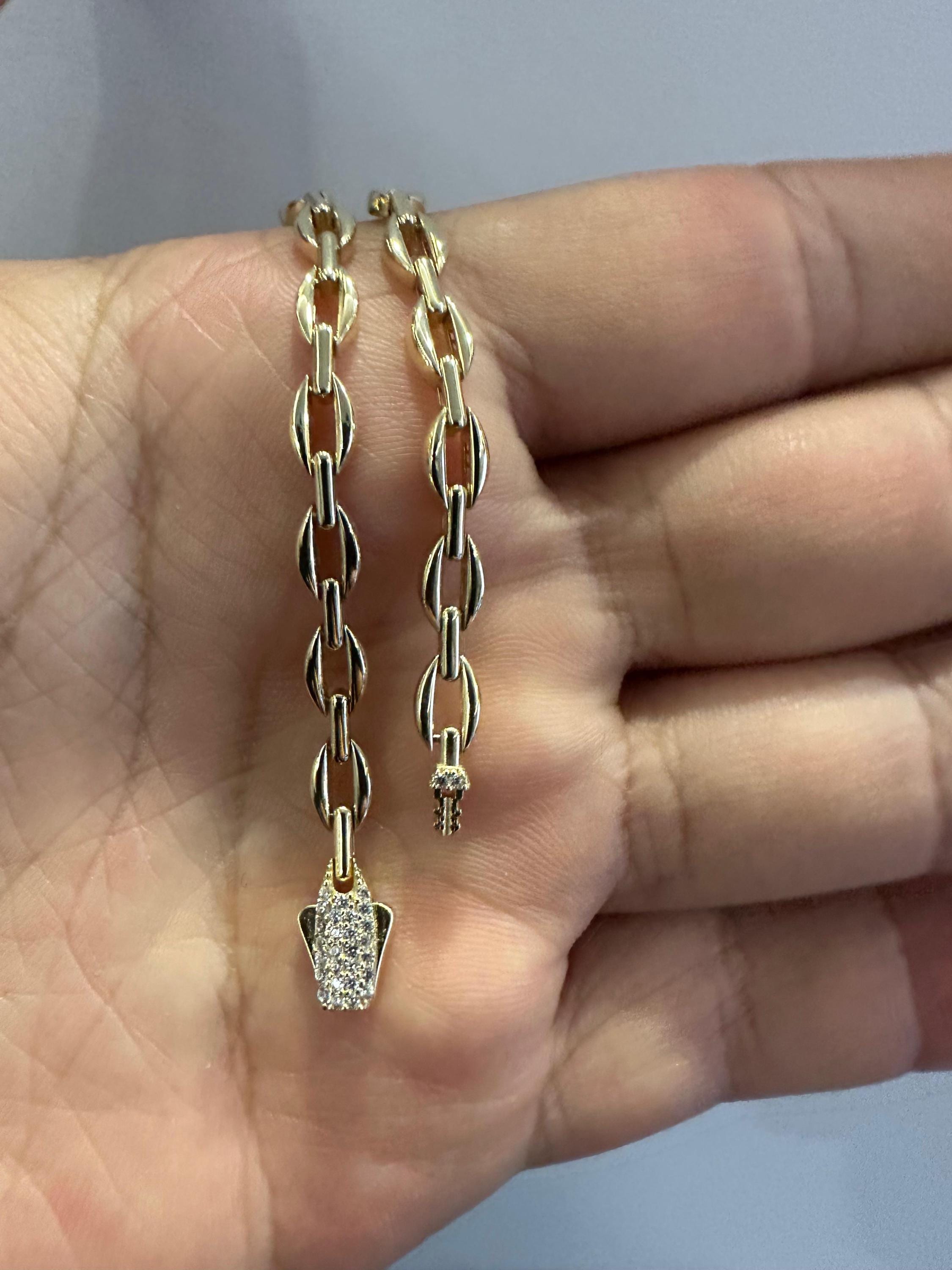 14K Gold Chain Bracelet, 5mm Classic Gold Link Bracelet, Everyday Gold Bracelet, Timeless Real Gold Jewelry Gift for Her