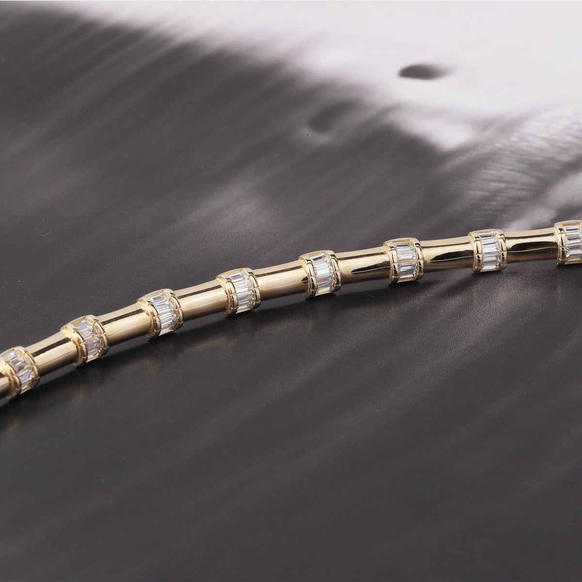 14K Gold Baguette Bracelet, Baguette Link Gold Bracelet, Dainty Gold Bracelet, Minimalist Everyday Fine Jewelry Gift for Her