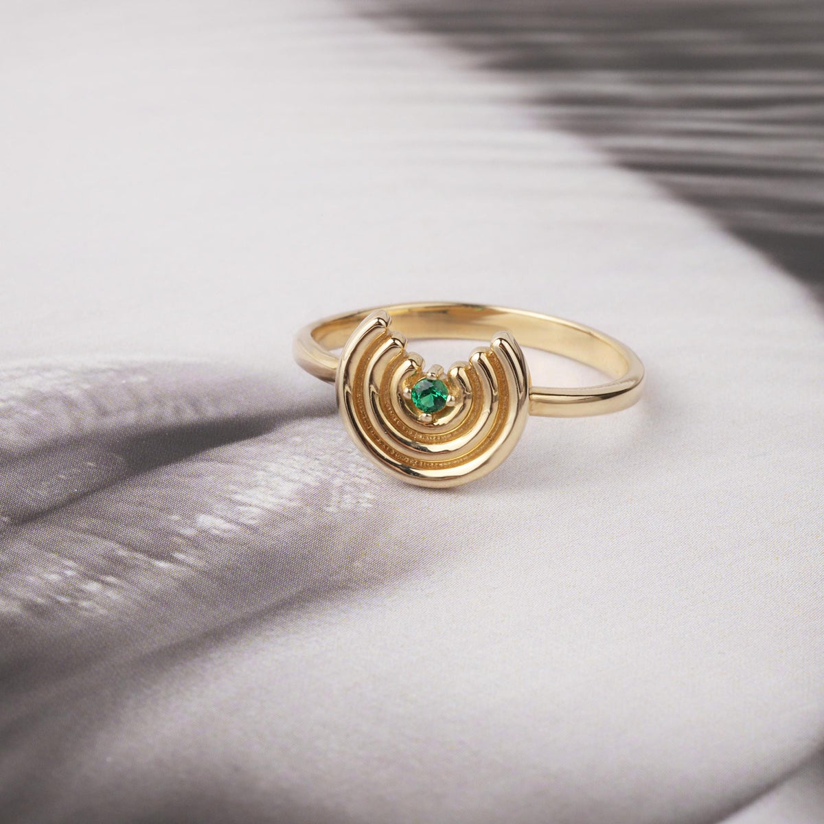 14K Gold Rainbow Ring, Dainty Rainbow Ring, Minimalist Gold Ring, Colorful Gemstone Ring, Everyday Real Gold Jewelry Gift for Her