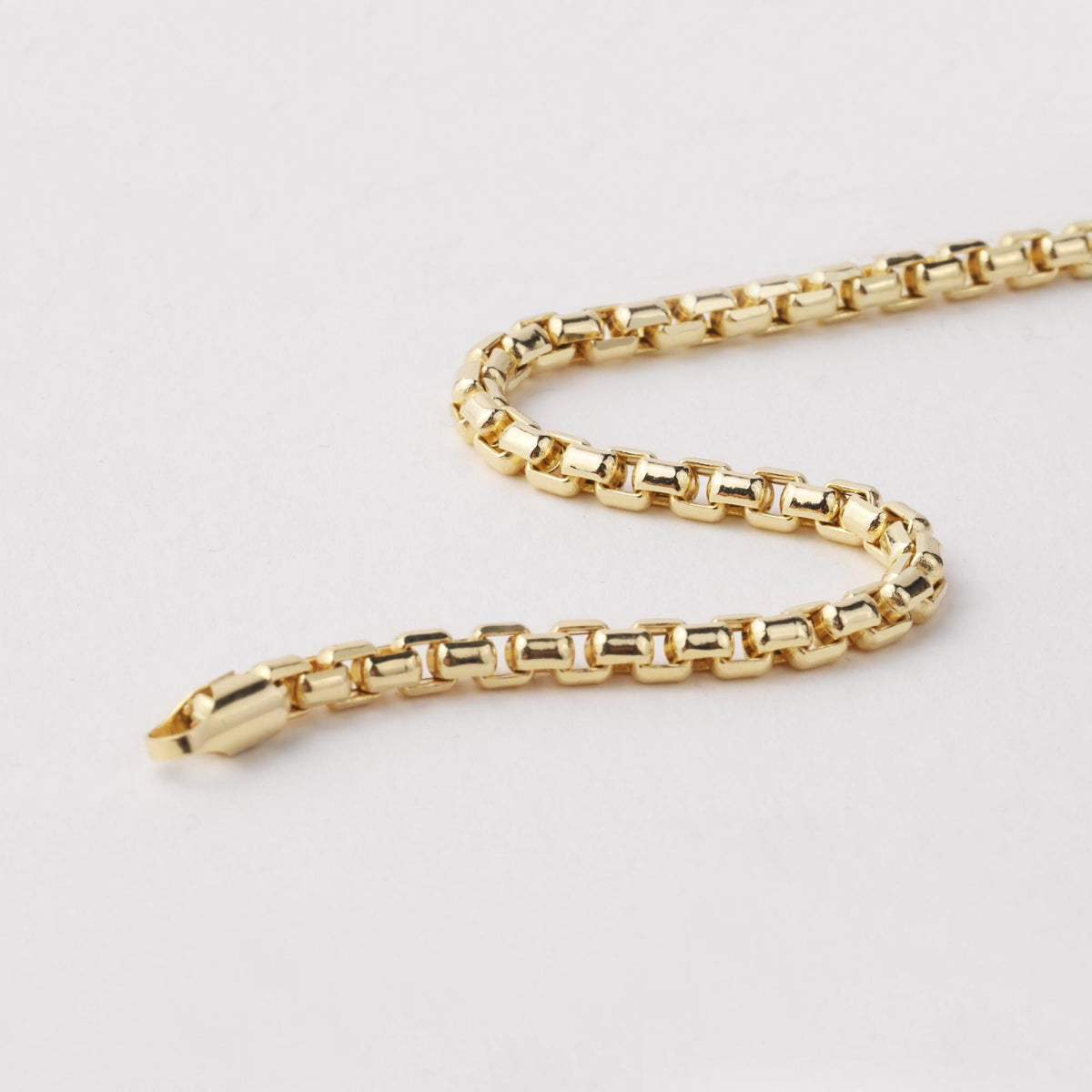 14K Gold 4mm Box Chain Bracelet, Unisex Gold Bracelet, Minimalist Gold Chain, Everyday Bracelet, Gift for Him or Her