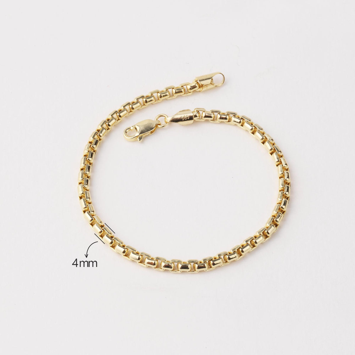 14K Gold 4mm Box Chain Bracelet, Unisex Gold Bracelet, Minimalist Gold Chain, Everyday Bracelet, Gift for Him or Her