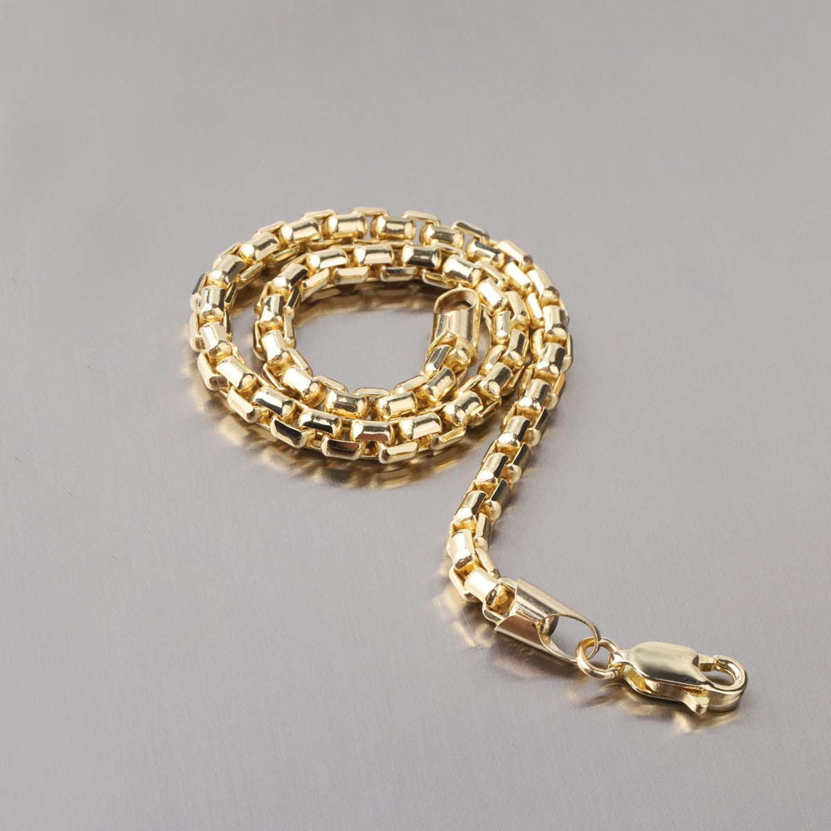 14K Gold 4mm Box Chain Bracelet, Unisex Gold Bracelet, Minimalist Gold Chain, Everyday Bracelet, Gift for Him or Her