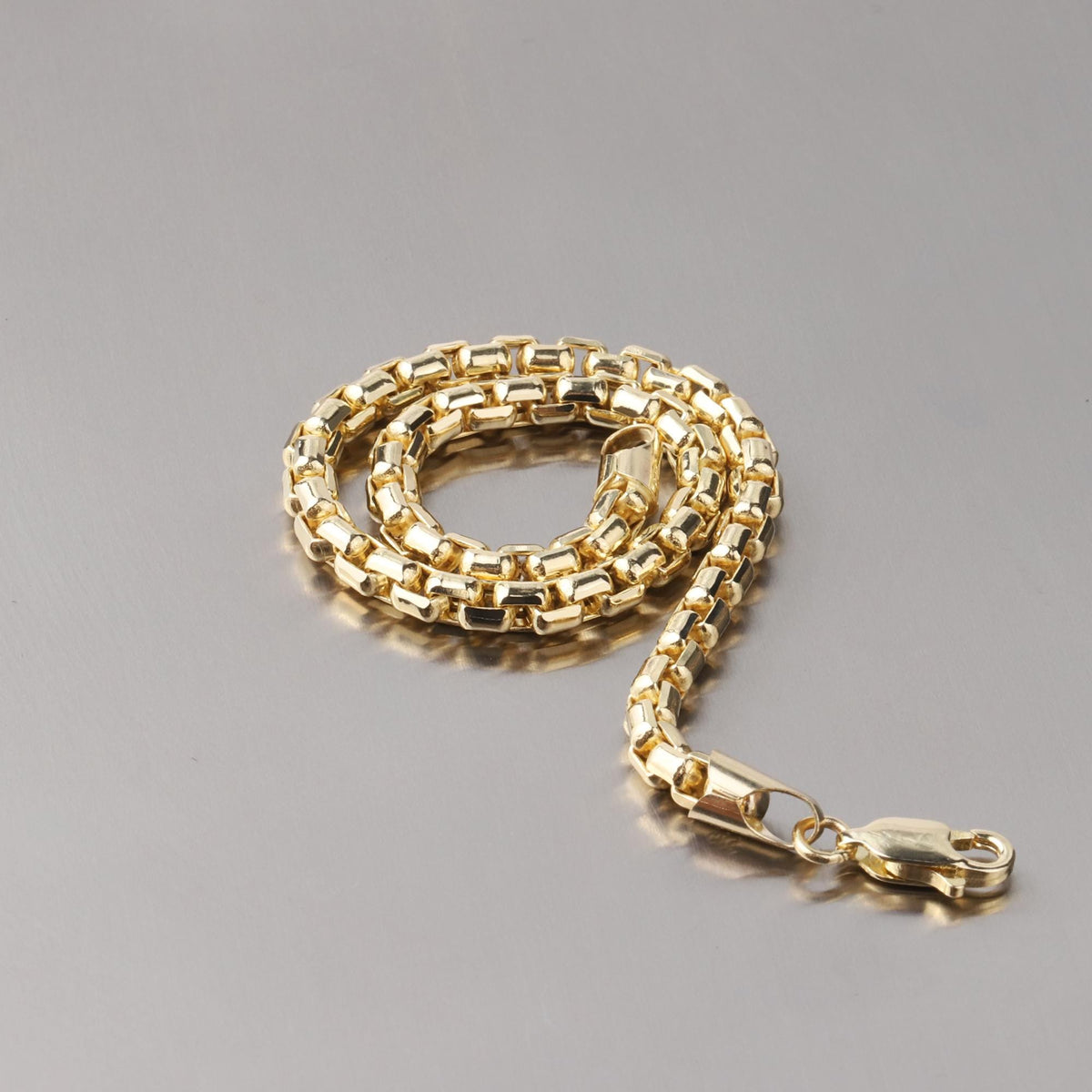 14K Gold 4mm Box Chain Bracelet, Unisex Gold Bracelet, Minimalist Gold Chain, Everyday Bracelet, Gift for Him or Her