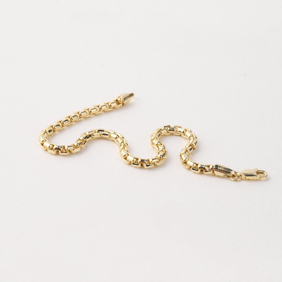 14K Gold 4mm Box Chain Bracelet, Unisex Gold Bracelet, Minimalist Gold Chain, Everyday Bracelet, Gift for Him or Her