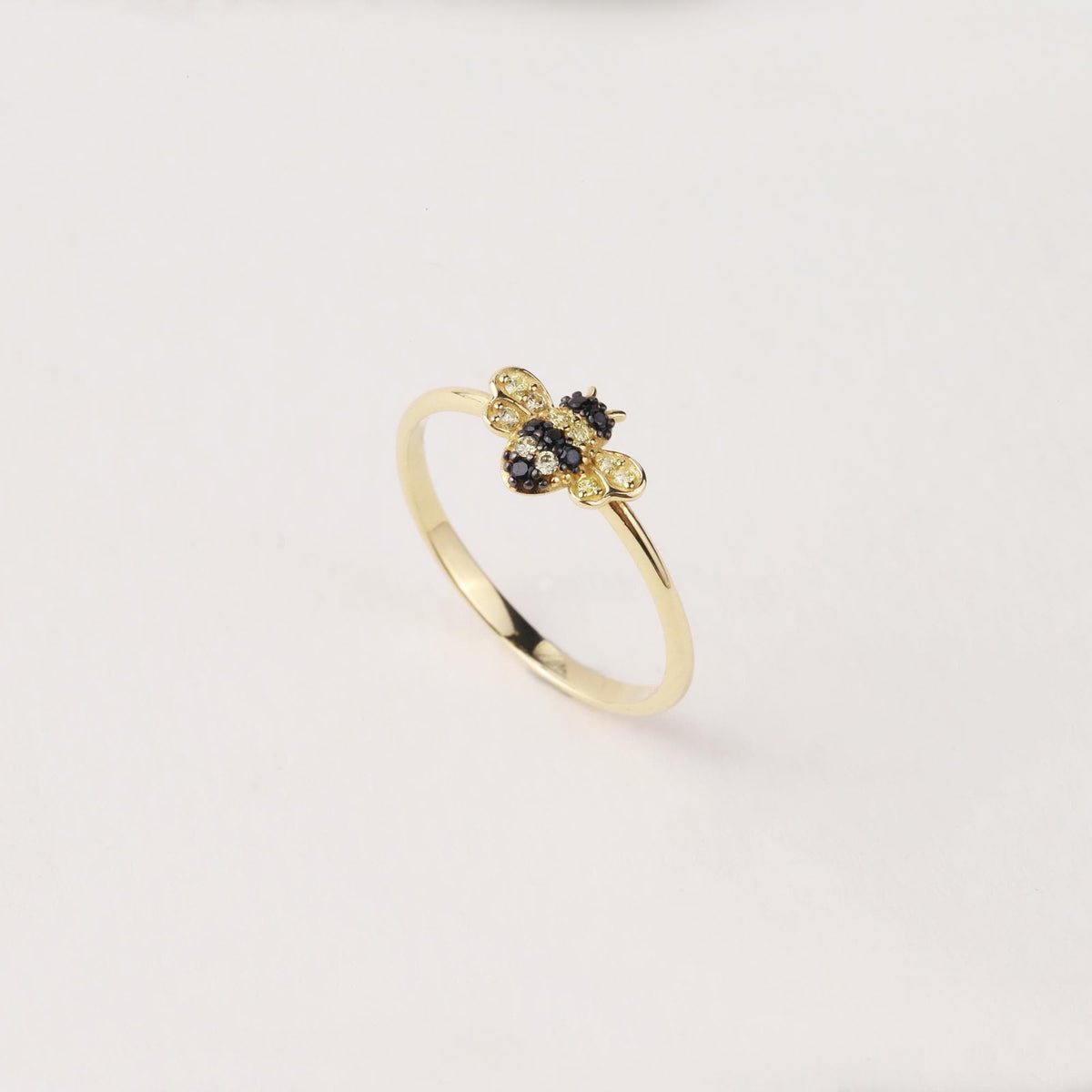 14K Gold Bee Ring, Minimal Honey Bee Gold Ring, Dainty Nature Inspired Ring, Everyday Real Gold Jewelry Gift for Her