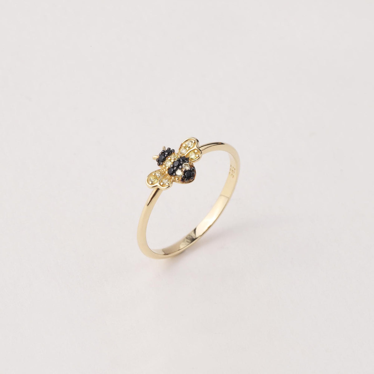 14K Gold Bee Ring, Minimal Honey Bee Gold Ring, Dainty Nature Inspired Ring, Everyday Real Gold Jewelry Gift for Her