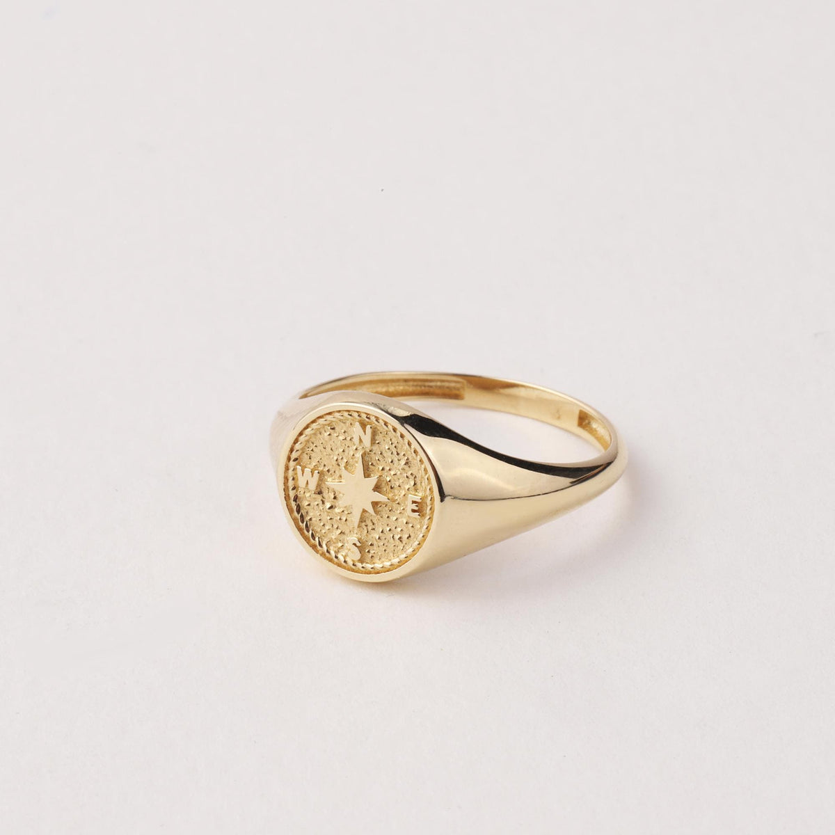 14K Gold Compass Ring, Polar Star Band, North Star Turquoise Ring, Astrology Starburst Ring, Luck Star, Celestial Pinky Ring