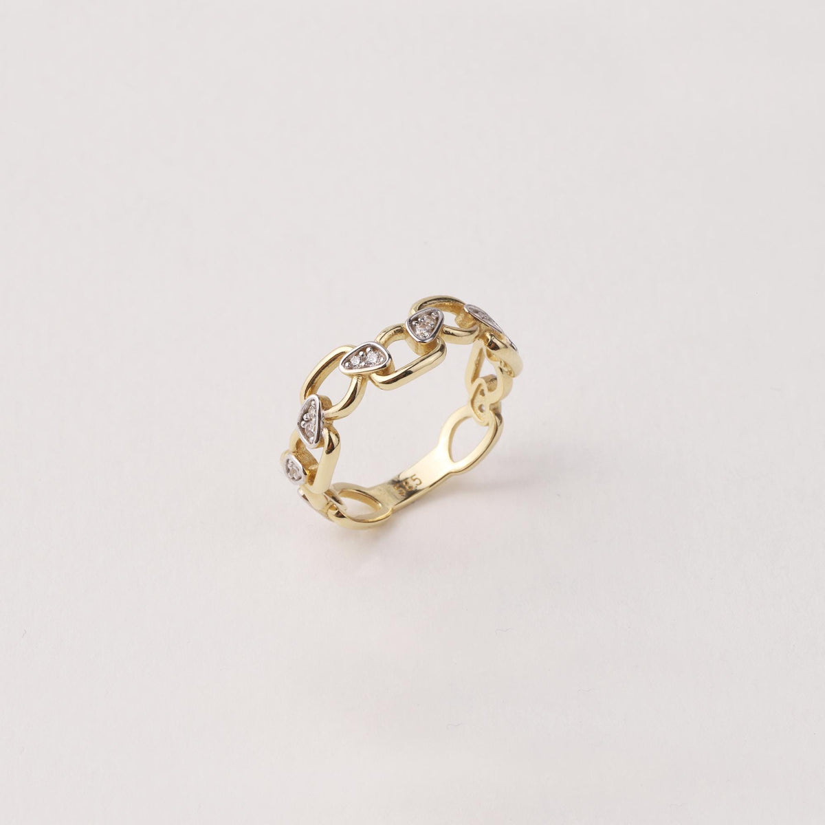 14K Gold Chain Ring, Chain Link Ring, Thick Chain Curb Ring, Bold Chain Ring, Solid Gold Stacking Ring, Layering Minimalist Chain Link
