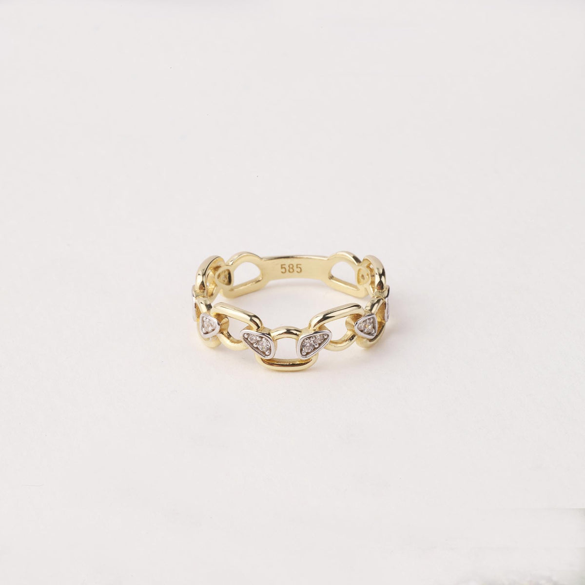 14K Gold Chain Ring, Chain Link Ring, Thick Chain Curb Ring, Bold Chain Ring, Solid Gold Stacking Ring, Layering Minimalist Chain Link