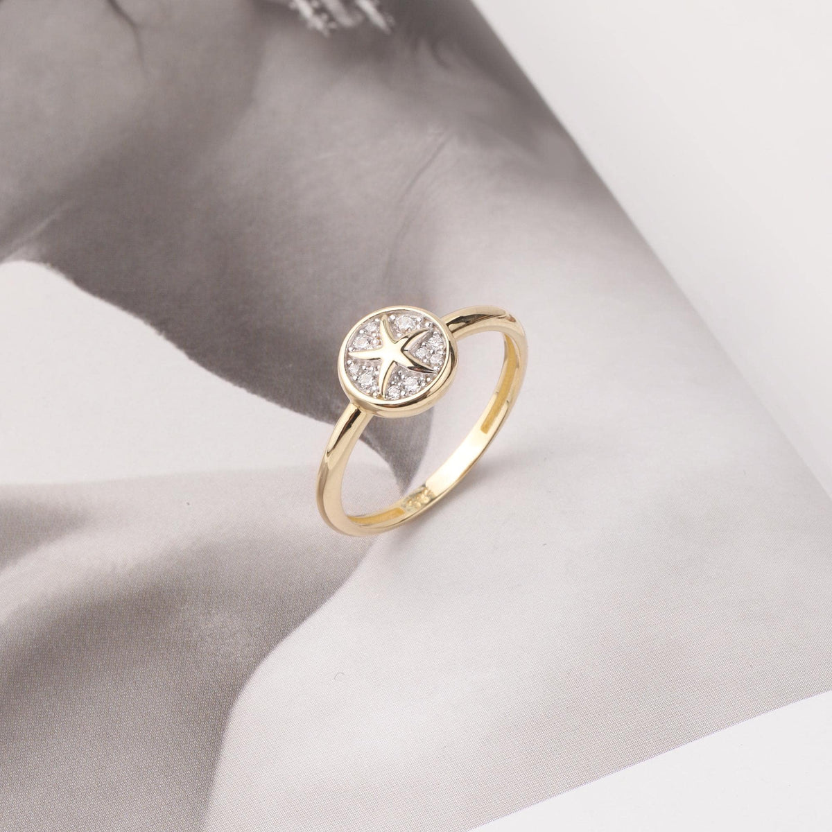 14K Gold Star Ring, Stacking Ring, Tiny Astral Star Ring, Sidereal Minimalist Ring, Gift for Her, Dainty Ring, Chance Ring, Stackable