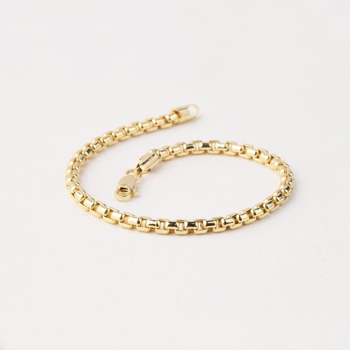 14K Gold 4mm Box Chain Bracelet, Unisex Gold Bracelet, Minimalist Gold Chain, Everyday Bracelet, Gift for Him or Her