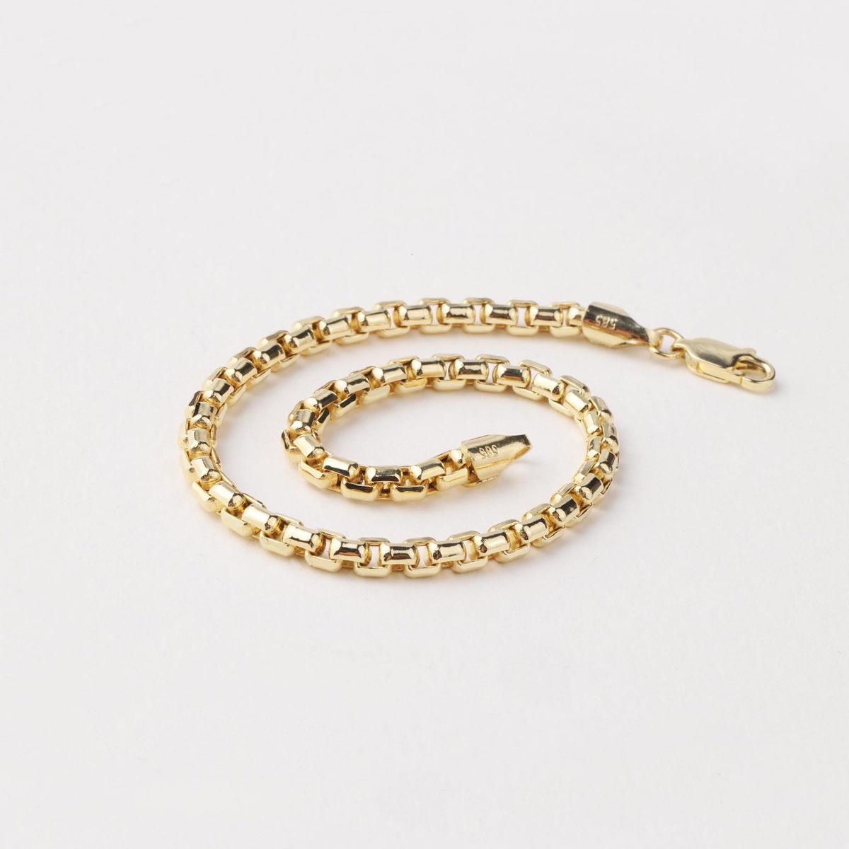14K Gold 4mm Box Chain Bracelet, Unisex Gold Bracelet, Minimalist Gold Chain, Everyday Bracelet, Gift for Him or Her